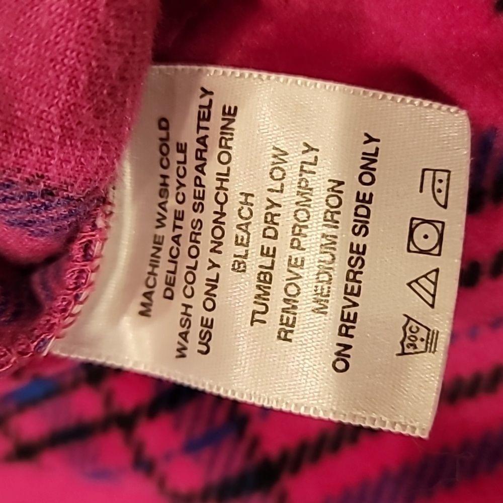 Denim 24/7 Velour Bold Plaid Shirt Pink Blue Medium - Picture 10 of 13